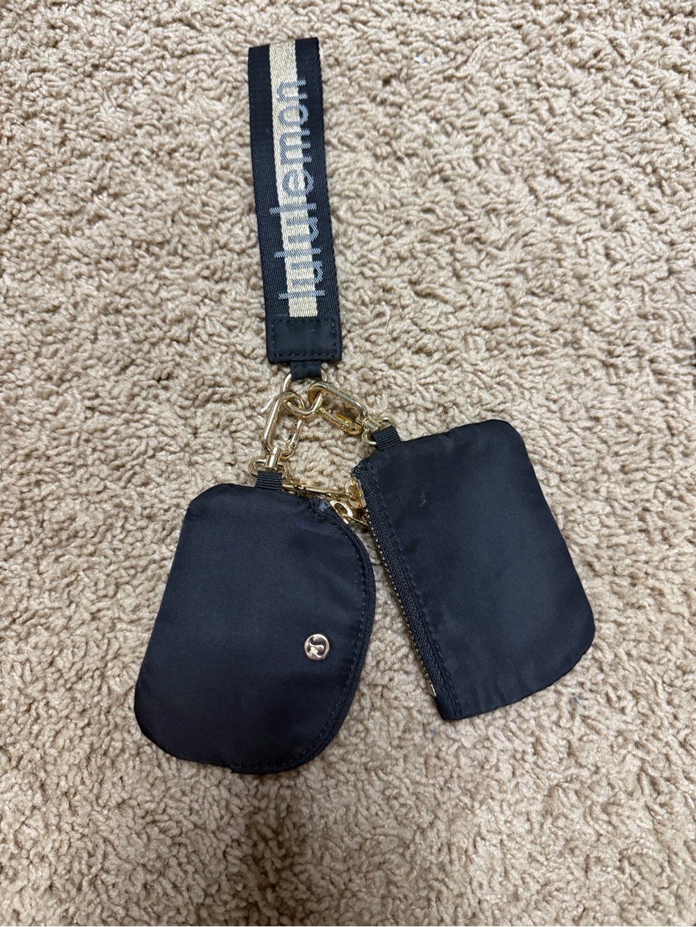 Black Dual Pouch Keychain Wristlet - Unbranded